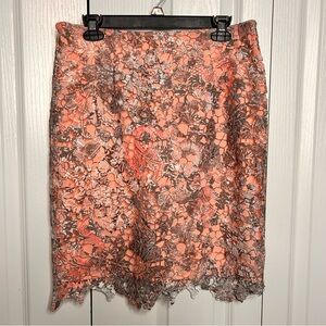 T Tahari Women's Carolina Peach‎ Glow Mini Skirt Zipper Size 6 Floral